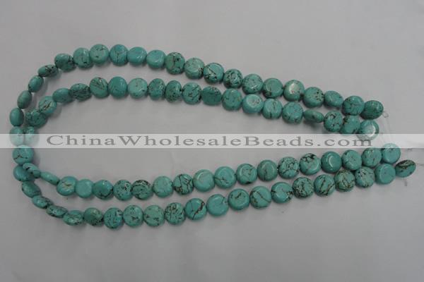 CWB701 15.5 inches 10mm flat round howlite turquoise beads