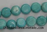 CWB702 15.5 inches 11mm flat round howlite turquoise beads