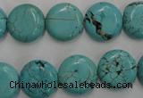 CWB704 15.5 inches 14mm flat round howlite turquoise beads