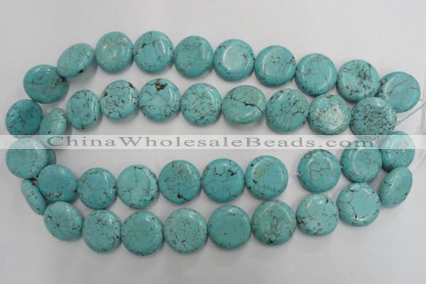 CWB707 15.5 inches 20mm flat round howlite turquoise beads