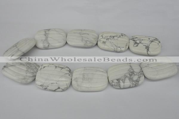 CWB72 15.5 inches 30*40mm carved rectangle natural white howlite beads