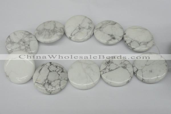 CWB78 15.5 inches 40mm flat round natural white howlite beads