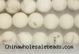 CWB811 15.5 inches 4mm round matte white howlite turquoise beads