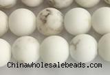 CWB812 15.5 inches 6mm round matte white howlite turquoise beads