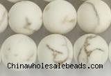 CWB814 15.5 inches 10mm round matte white howlite turquoise beads