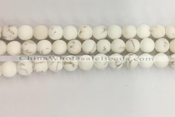 CWB814 15.5 inches 10mm round matte white howlite turquoise beads