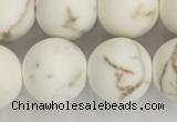 CWB815 15.5 inches 12mm round matte white howlite turquoise beads