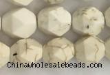 CWB885 15.5 inches 6mm faceted nuggets white howlite turquoise beads