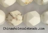 CWB887 15.5 inches 10mm faceted nuggets white howlite turquoise beads