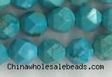 CWB889 15.5 inches 6mm faceted nuggets howlite turquoise beads