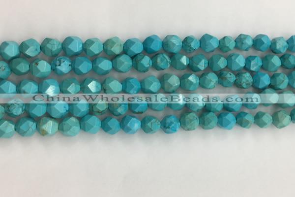 CWB889 15.5 inches 6mm faceted nuggets howlite turquoise beads