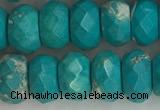 CWB905 15.5 inches 6*10mm faceted rondelle howlite turquoise beads