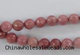 CWF01 15.5 inches 6mm faceted round pink wooden fossil jasper beads