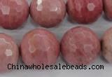 CWF08 15.5 inches 20mm faceted round pink wooden fossil jasper beads