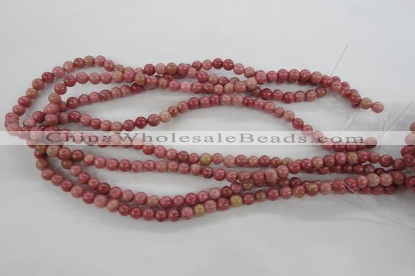 CWF11 15.5 inches 6mm round pink wooden fossil jasper beads wholesale