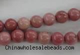 CWF12 15.5 inches 8mm round pink wooden fossil jasper beads wholesale