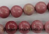 CWF16 15.5 inches 14mm round pink wooden fossil jasper beads wholesale