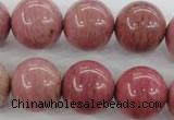 CWF18 15.5 inches 18mm round pink wooden fossil jasper beads wholesale