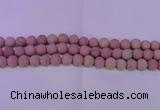 CWF20 15.5 inches 4mm round matte pink wooden fossil jasper beads