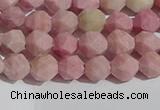 CWF30 6mm faceted nuggets matte pink wooden fossil jasper beads