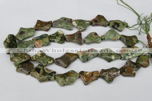 CWG08 15.5 inches 25*33mm wavy freeform rhyolite gemstone beads