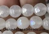 CWH60 15.5 inches 6mm faceted round AB-color white jade beads