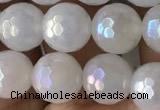 CWH61 15.5 inches 8mm faceted round AB-color white jade beads