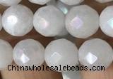 CWH66 15.5 inches 8mm faceted round AB-color white jade beads