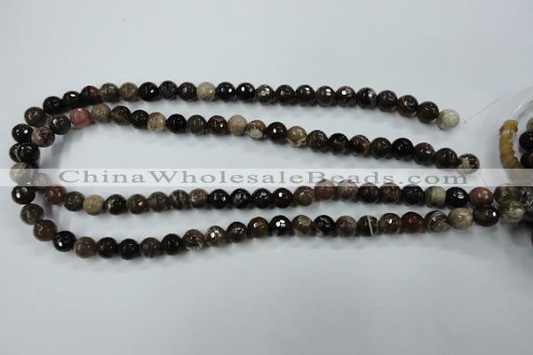 CWJ211 15.5 inches 6mm faceted round wood jasper gemstone beads