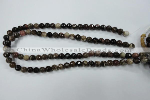 CWJ212 15.5 inches 8mm faceted round wood jasper gemstone beads