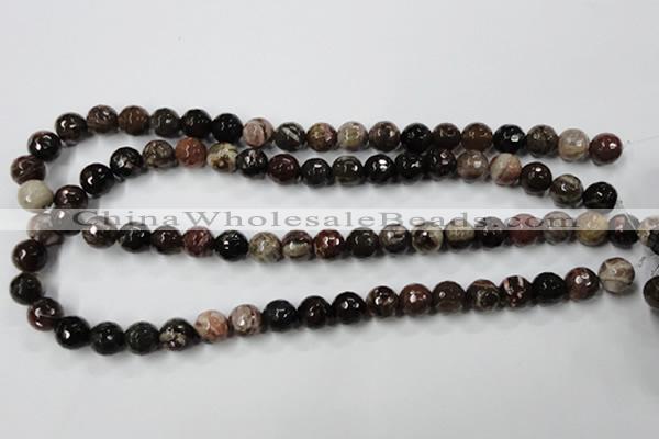 CWJ213 15.5 inches 10mm faceted round wood jasper gemstone beads