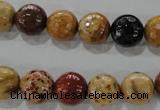 CWJ305 15.5 inches 11mm faceted round wood jasper gemstone beads