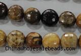 CWJ306 15.5 inches 12mm faceted round wood jasper gemstone beads