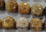 CWJ309 15.5 inches 16mm faceted round wood jasper gemstone beads