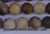 CWJ414 15.5 inches 12mm round matte wood jaspe beads wholesale