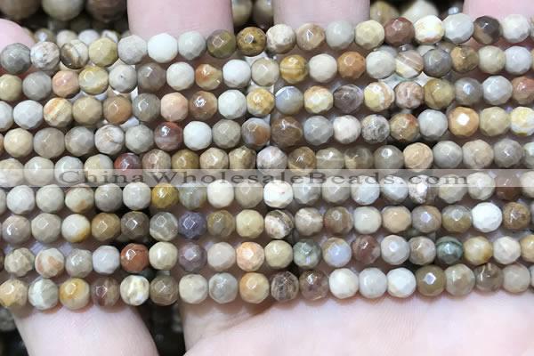 CWJ450 15.5 inches 4mm faceted round wood jasper beads wholesale