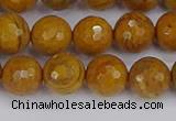 CWJ470 15.5 inches 8mm faceted round yellow petrified wood jasper beads