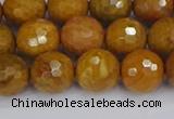 CWJ471 15.5 inches 10mm faceted round yellow petrified wood jasper beads
