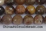 CWJ477 15.5 inches 8mm faceted round wood jasper gemstone beads