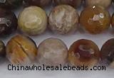CWJ479 15.5 inches 12mm faceted round wood jasper gemstone beads