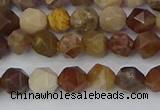 CWJ483 15.5 inches 6mm faceted nuggets wood jasper beads