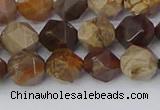 CWJ484 15.5 inches 8mm faceted nuggets wood jasper beads