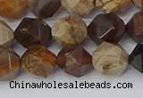 CWJ485 15.5 inches 10mm faceted nuggets wood jasper beads