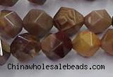 CWJ492 15.5 inches 10mm faceted nuggets wood jasper beads