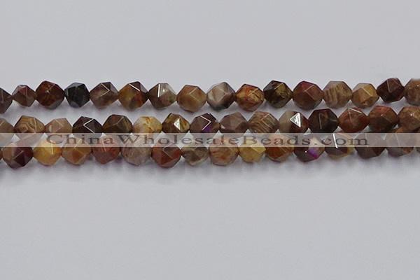 CWJ493 15.5 inches 12mm faceted nuggets wood jasper beads