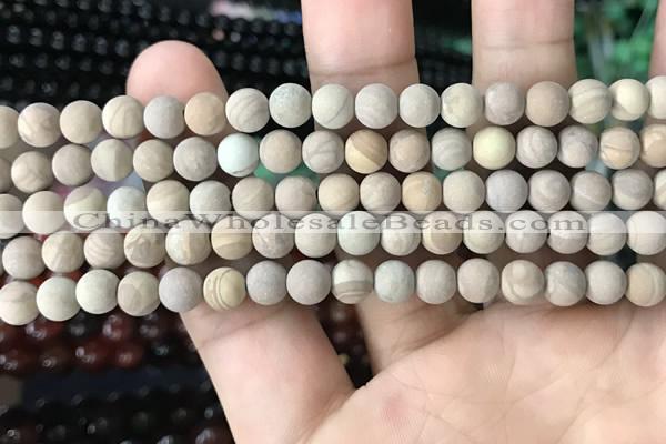 CWJ520 15.5 inches 4mm round matte wooden jasper beads wholesale