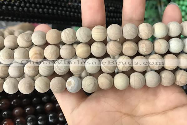 CWJ522 15.5 inches 8mm round matte wooden jasper beads wholesale