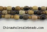 CWJ588 15.5 inches 10mm round & 13*15mm - 15*18mm rice wooden jasper beads