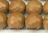 CWJ602 15 inches 8mm faceted round wooden jasper beads wholesale