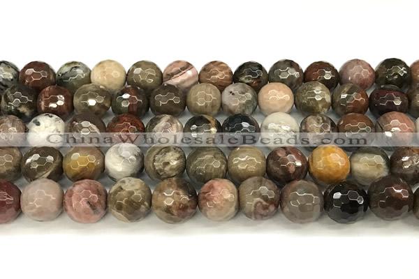 CWJ613 15 inches 10mm faceted round wooden jasper gemstone beads